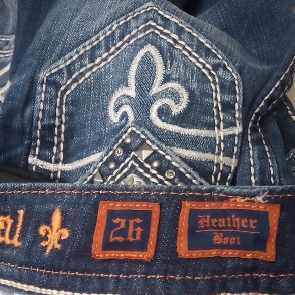 Rock Revival Women's 26 Bootcut Heather Embellished Studs Rhinestones NWT - Picture 8 of 13